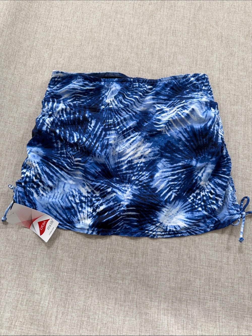 Lands End swim skirt/skort bottoms womens 8 blue graphic ruched modest beach - Picture 2 of 8